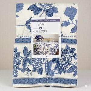April Cornell Eden Floral Tablecloth Size 60x120 Blue Cotton Cottage